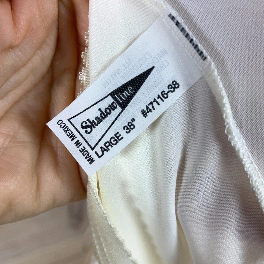 Vtg Shadowline‎ Long Half Slip Skirt Liner Large Sz 38 Ivory #47116-38 Mint EUC